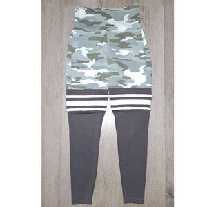Bombshell Sportswear Green Camo Grey Striped Thigh Highs Leggings Size Small